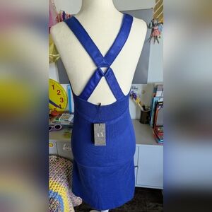 Armani Exchange Blue Knit Racerback Mini Dress